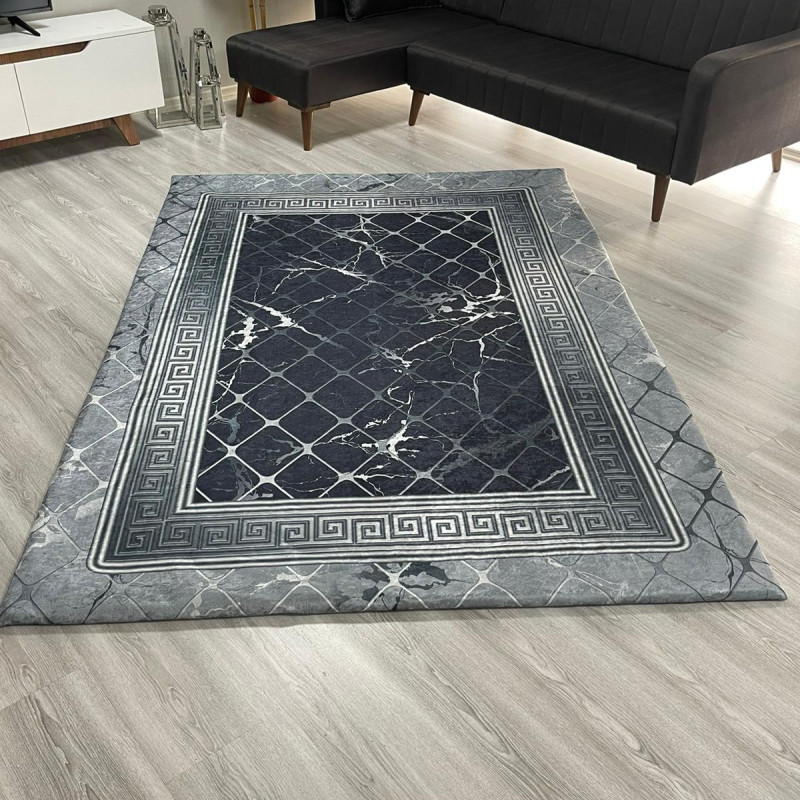 Şahmeran Siyah Halı Örtüsü Şahmeran Siyah Halı Örtüsü