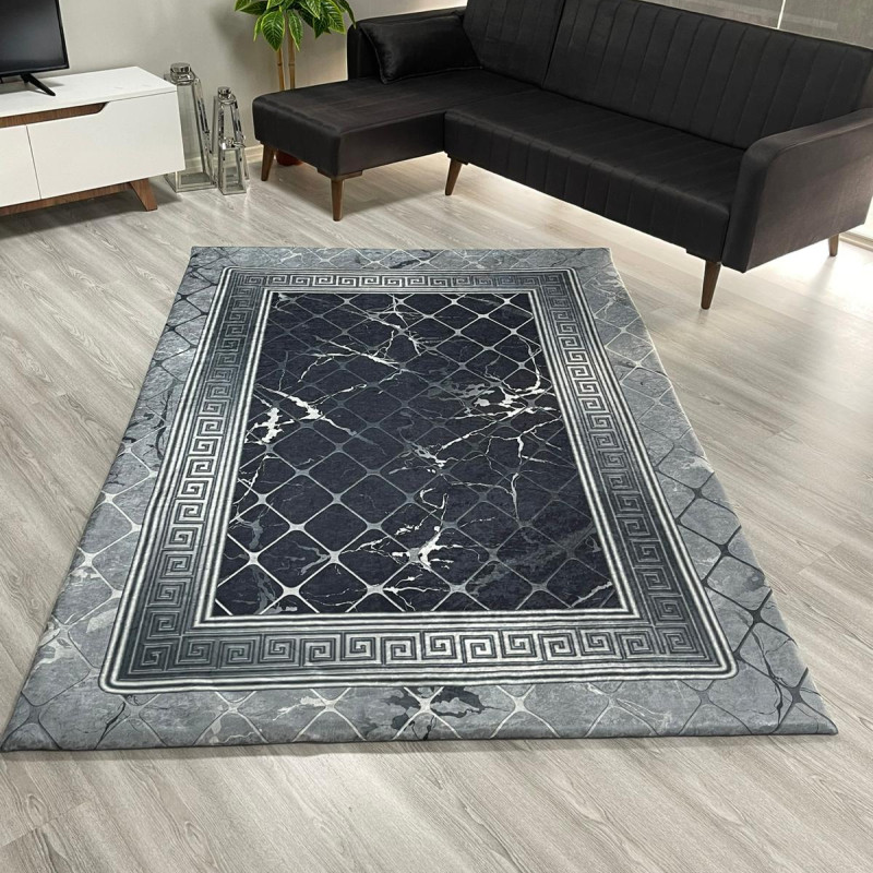 Şahmeran Siyah Halı Örtüsü Şahmeran Siyah Halı Örtüsü