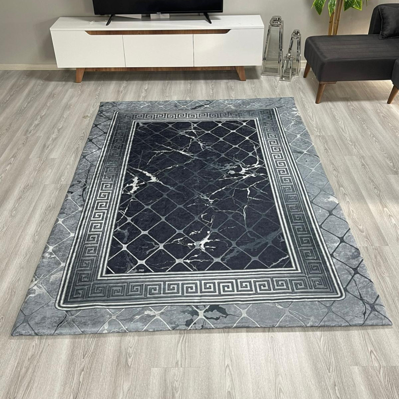 Şahmeran Siyah Halı Örtüsü Şahmeran Siyah Halı Örtüsü