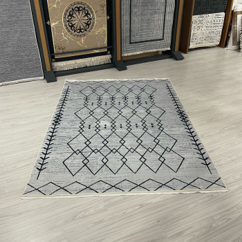 Baklava Gri Model Bambu Lüks Halı