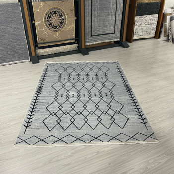 Baklava Gri Model Bambu Lüks Halı