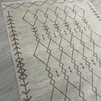 Baklava Krem Model Bambu Lüks Halı