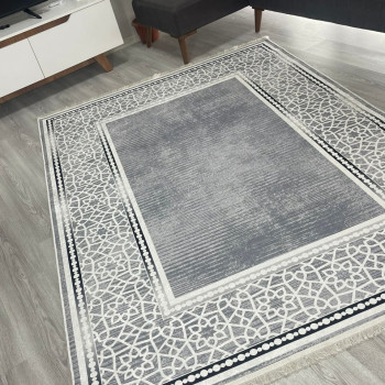 Sıla Gri Model Keçe - Jel(Dot) Taban Halı