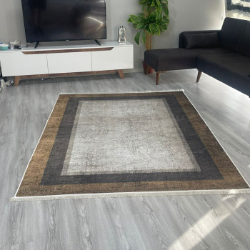 Tarçın Çerçeve Model Keçe - Jel(Dot) Taban Halı