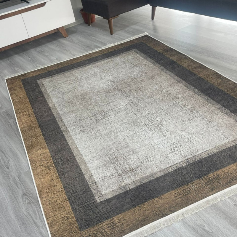 Tarçın Çerçeve Model Keçe - Jel(Dot) Taban Halı Tarçın Çerçeve Model Keçe - Jel(Dot) Taban Halı
