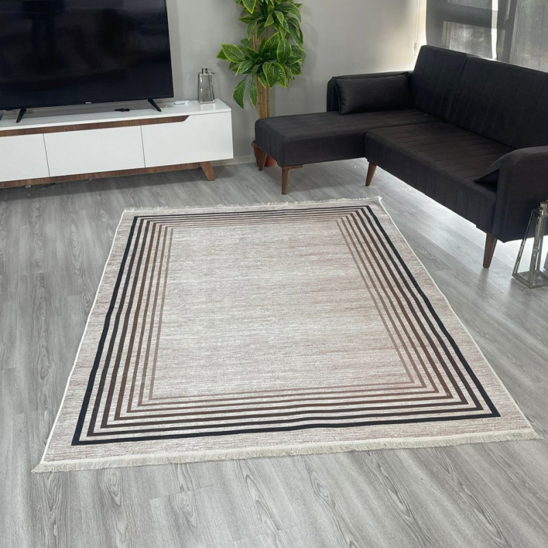 Vizon Çizgili Model Keçe - Jel(Dot) Taban Halı Vizon Çizgili Model Keçe - Jel(Dot) Taban Halı