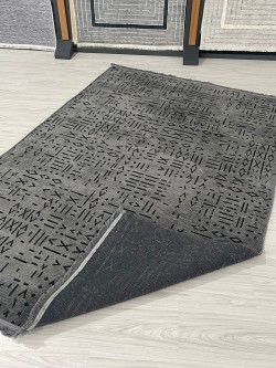 Şönil Kilim Halı Çizgili Desenli Antrasit