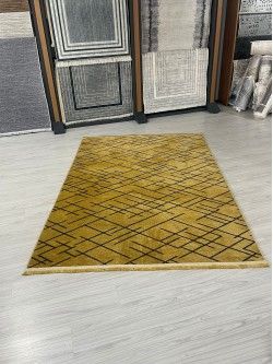 Şönil Kilim Halı Çizgili Çizgili Hardal