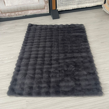 Tavşan Tüylü Antrasit Pelüş Halı