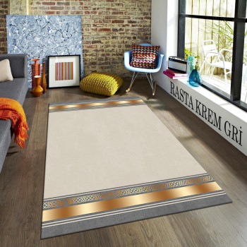 Rasta Krem-Gri Deri Taban Halı