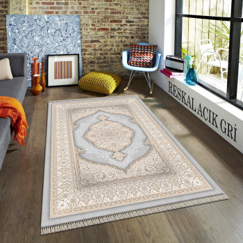 Reskal Açık Gri Deri Taban Halı