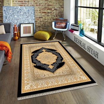 Reskal Siyah Deri Taban Halı