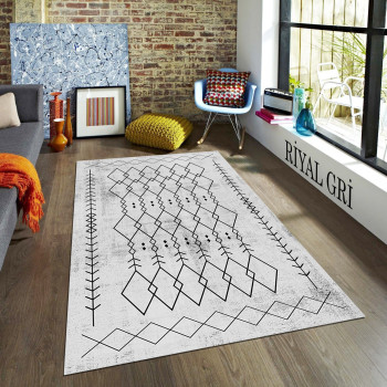 Riyal Gri Deri Taban Halı