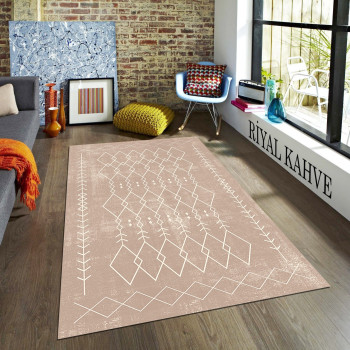 Riyal Kahve Deri Taban Halı