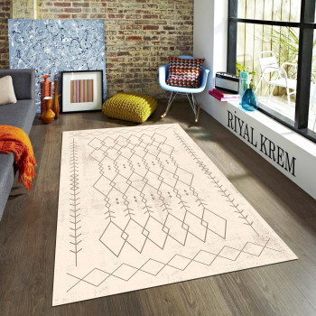 Riyal Krem Deri Taban Halı