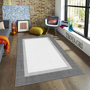 Troya Gri Deri Taban Halı