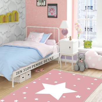 Zen 3109 Pembe-Beyaz Deri Taban Halı