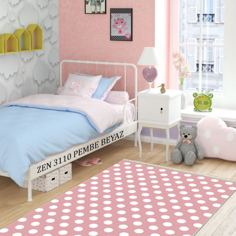 Zen 3110 Pembe-Beyaz Deri Taban Halı Zen 3110 Pembe-Beyaz Deri Taban Halı